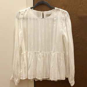 Loft White Peplum Blouse Size XS